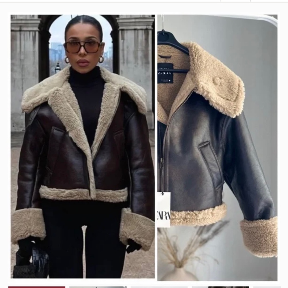Zara aviator jacket DOUBLE SIDED SHORT JACKET